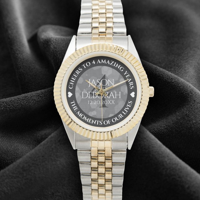 Elegante 4. Linen Hochzeitsfeier Armbanduhr (Elegant 4th Linen Wedding Anniversary Wristwatch Cover Photo)