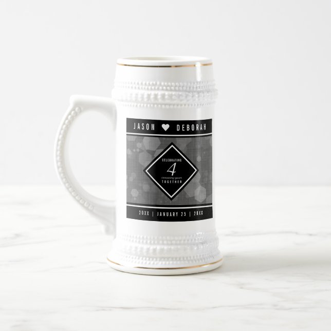 Elegante 4. Linen Hochzeitsfeier Bierglas (Links)