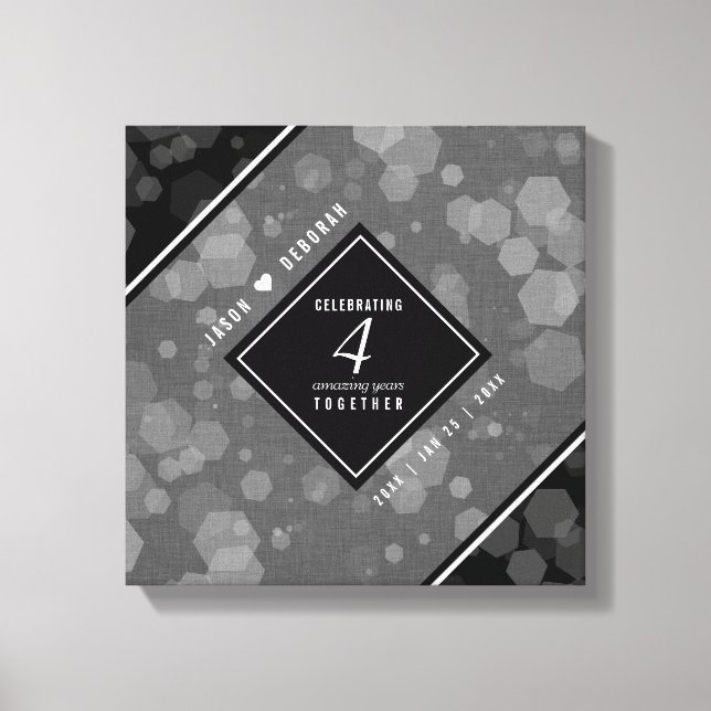 Elegante 4. Linen Hochzeitsfeier Leinwanddruck (Vorderseite)