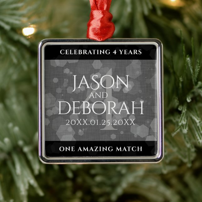 Elegante 4. Linen Hochzeitsfeier Ornament Aus Metall (Baum)