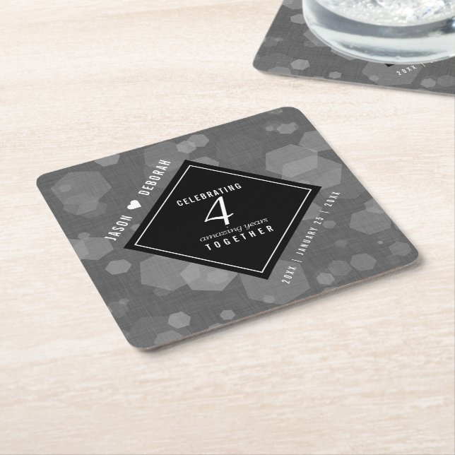 Elegante 4. Linen Hochzeitsfeier Rechteckiger Pappuntersetzer (angewinkelt)