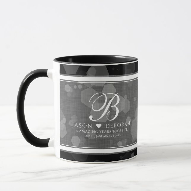 Elegante 4. Linen Hochzeitsfeier Tasse (Links)