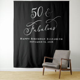 Elegante 50. Black Birthday Party Wandteppich