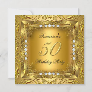 Elegante 50. Geburtstagsfeier Elite Gold Diamanten Einladung