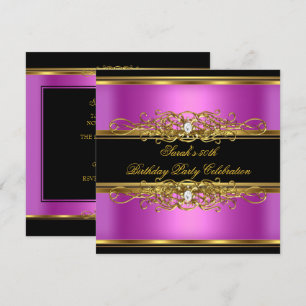 Elegante 50. Geburtstagsfeier Gold Pink Schwarz Einladung