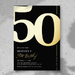 Elegante 50. Geburtstagsparty Folieneinladung<br><div class="desc">Echte Folie Schwarz und Gold 50. Geburtstagsfeier Einladungen mit der Nummer '50' in einem großen Serif-Schriftart,  und eine moderne Einladungs-Vorlage,  die leicht zu personalisieren ist.</div>