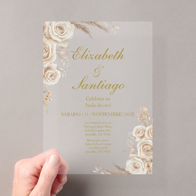 Elegante 50. Hochzeit Boho Spanisch Acryleinladungen (Insitu (Handheld))