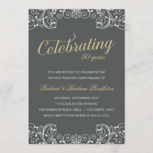 Elegante 50. Hochzeitstag-Party Einladung