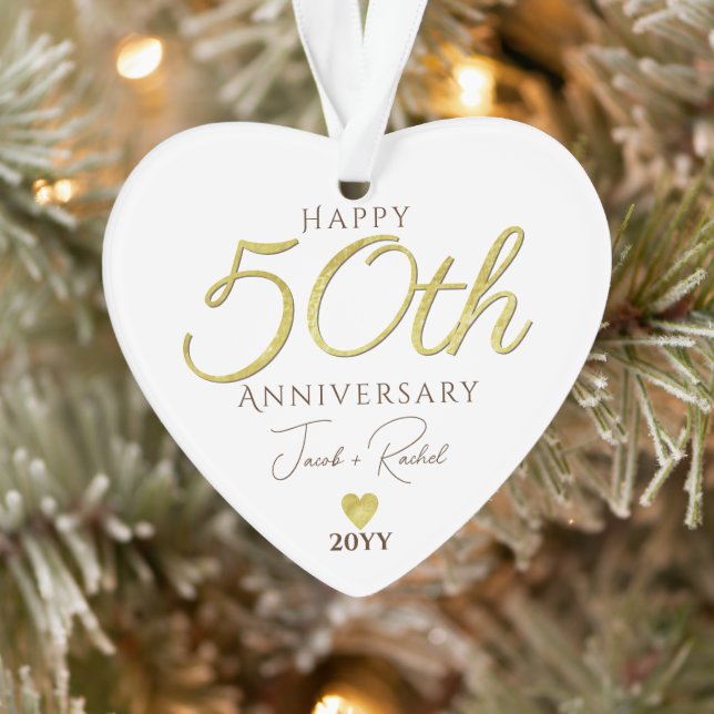 Elegante 50-jährige Jubiläumsfeier Gold Foil Custo Ornament (Baum)