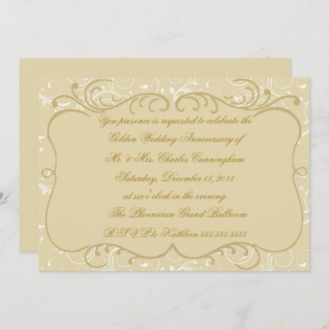 Elegante 50-jährige Jubiläumsveranstaltung Einladung (Vorne/Hinten)