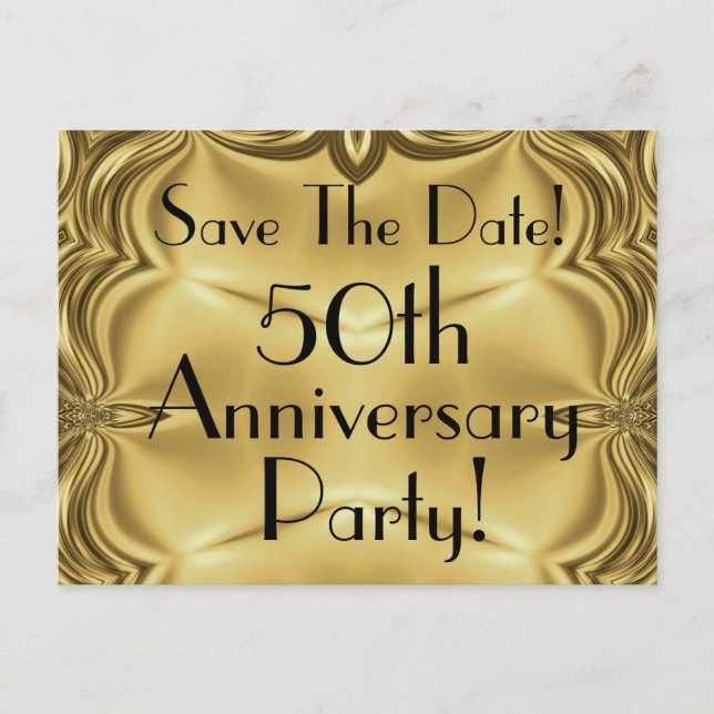 Elegante 50-jährige Save the Date Postkarten (Vorderseite)