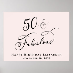 Elegante 50. rosa Geburtstagsfeier Poster