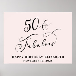 Elegante 50. Rosa Geburtstagsparty Poster