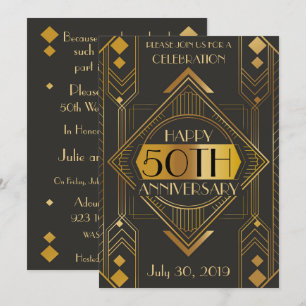 Elegante 50er Art Deco-Jubiläums-Einladung Einladung