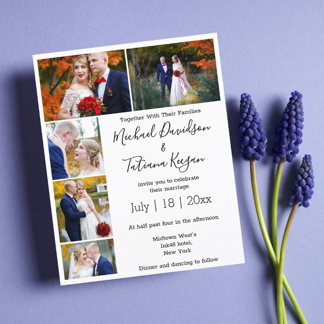 elegante 5 Fotos Collage Moderne Hochzeitseinladun (Von Creator hochgeladen)