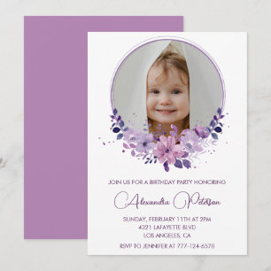 Elegante 5. Geburtstagseinladung Foto Floral Boho Einladung