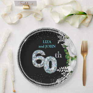 Elegante 60. Diamantene Hochzeitsjubiläum Pappteller