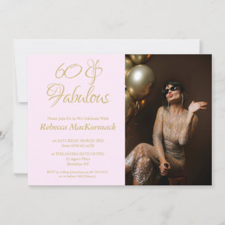 Elegante 60 & Fabelhafte Einladung Rosa Gold Foto