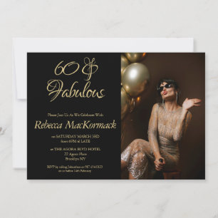 Elegante 60 & Fabelhafte Einladung Schwarz Gold Fo
