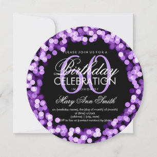 Elegante 60. Geburtstag Sparkling Lights Lila Einladung