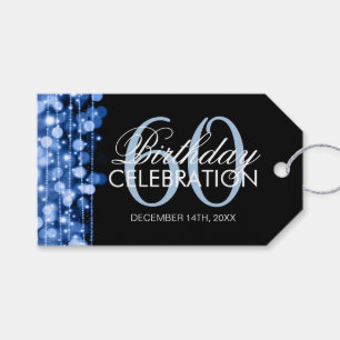 Elegante 60. Geburtstags-Party-Glitzern blau Geschenkanhänger