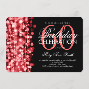 Elegante 60. Geburtstags-Party-Glitzern rot Einladung