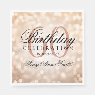Elegante 60. Geburtstags-Rosen-GoldGlitzer-Lichter Serviette