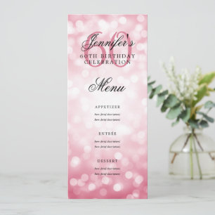 Elegante 60. Geburtstagskarte Rosa Bokeh Lichter Einladung