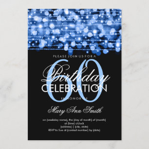 Elegante 60. Geburtstagsparty Glitzern Blue Einladung