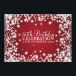 Elegante 60. Geburtstagsparty Winterspark Einladung<br><div class="desc">Elegantes 60. Geburtstagsparty-Einladungs-Design mit ausgeklügeltem Winter Sparkle Rot Motiv,  individuelle Name und Datum und Zusatztext. Beeindrucken Sie Ihre Familie und Freunde mit diesem stilvollen und modernen Design.</div>