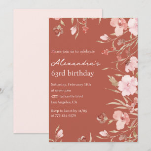 Elegante 63. Geburtstagseinladungen Floral Chic Einladung