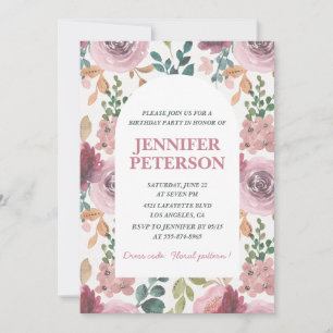 Elegante 64. Geburtstagseinladungen Floral Boho Pi Einladung