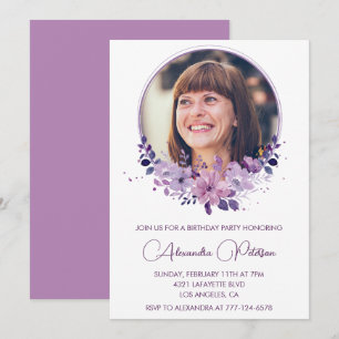 Elegante 65. Geburtstagseinladung Foto Floral Boho Einladung