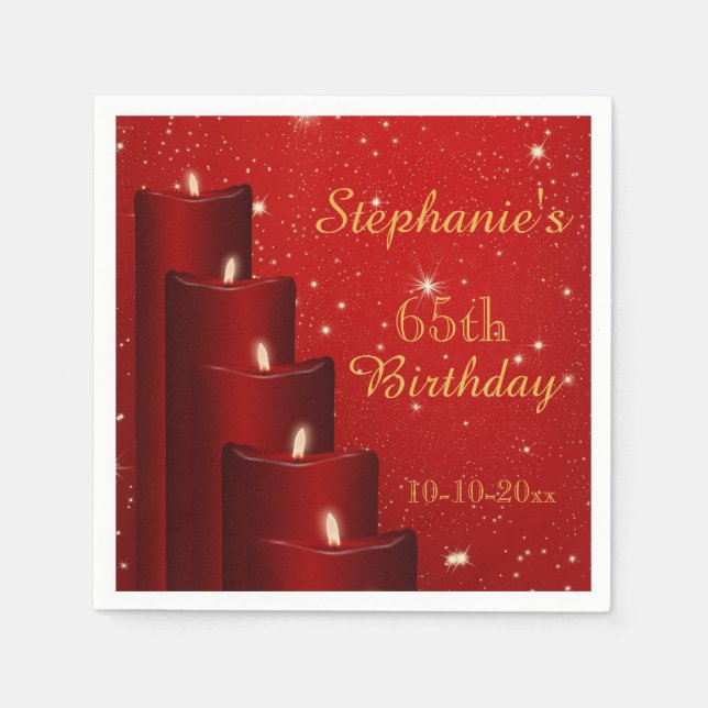 Elegante 65. Geburtstagskandale mit Sparkle Serviette (Vorderseite)