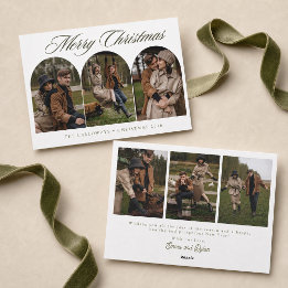 Elegante 6-Foto-Collage Familien-Weihnachten Feiertagskarte