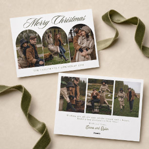 Elegante 6-Foto-Collage Familien-Weihnachten Feiertagskarte