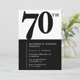 Elegante 70. Geburtstagseinladung Black Chic Moder Einladung