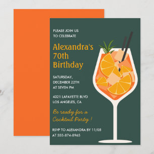 Elegante 70. Geburtstagseinladungen Cocktail Moder Einladung