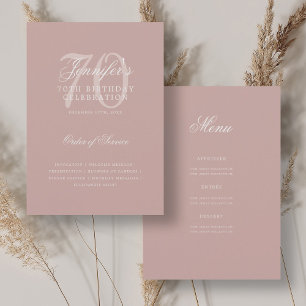 Elegante 70. Geburtstagsprogramm Dusty Rose mit Me Einladung