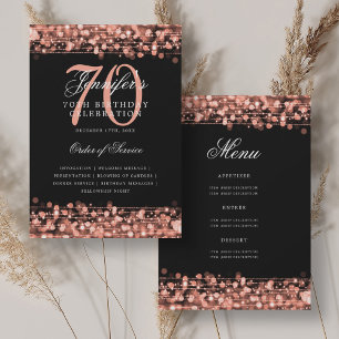 Elegante 70. Geburtstagsprogramm Rose Gold mit Men Einladung