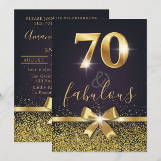 Elegante 70 u. fabelhafter GoldGlitzer-70. Einladung