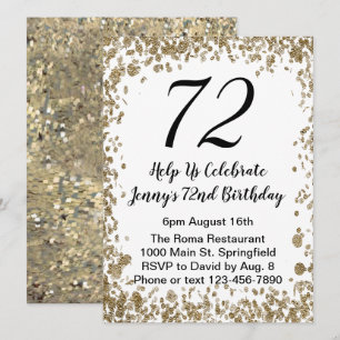 Elegante 72. Geburtstagseinladung für sie in Gold Einladung