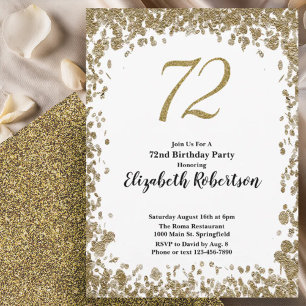 Elegante 72. Geburtstagseinladung mit goldenen Pai Einladung