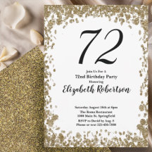 Elegante 72. Geburtstagseinladung mit goldenen Pai