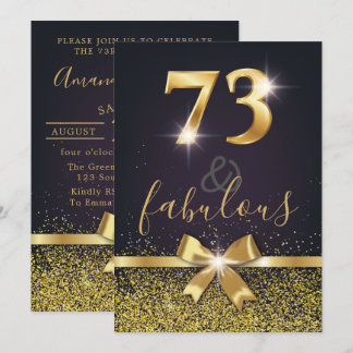 Elegante 73 u. fabelhafter GoldGlitzer-73. Einladung