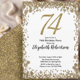 Elegante 74. Geburtstagseinladung mit goldenen Pai Einladung