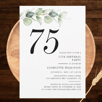 Elegante 75. Geburtstagsparty Einladung