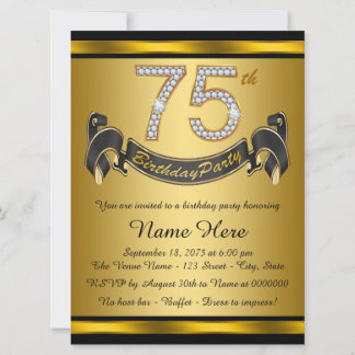 Elegante 75. Geburtstagsparty Einladung