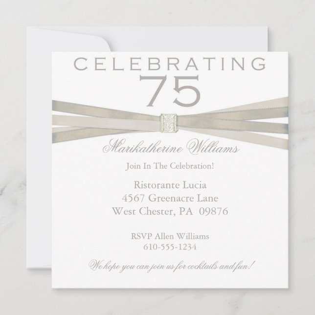 Elegante 75. Geburtstagsparty Einladungen (Vorderseite)