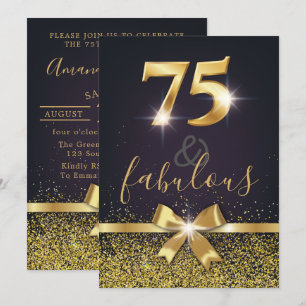 Elegante 75 u. fabelhafter GoldGlitzer-75. Einladung